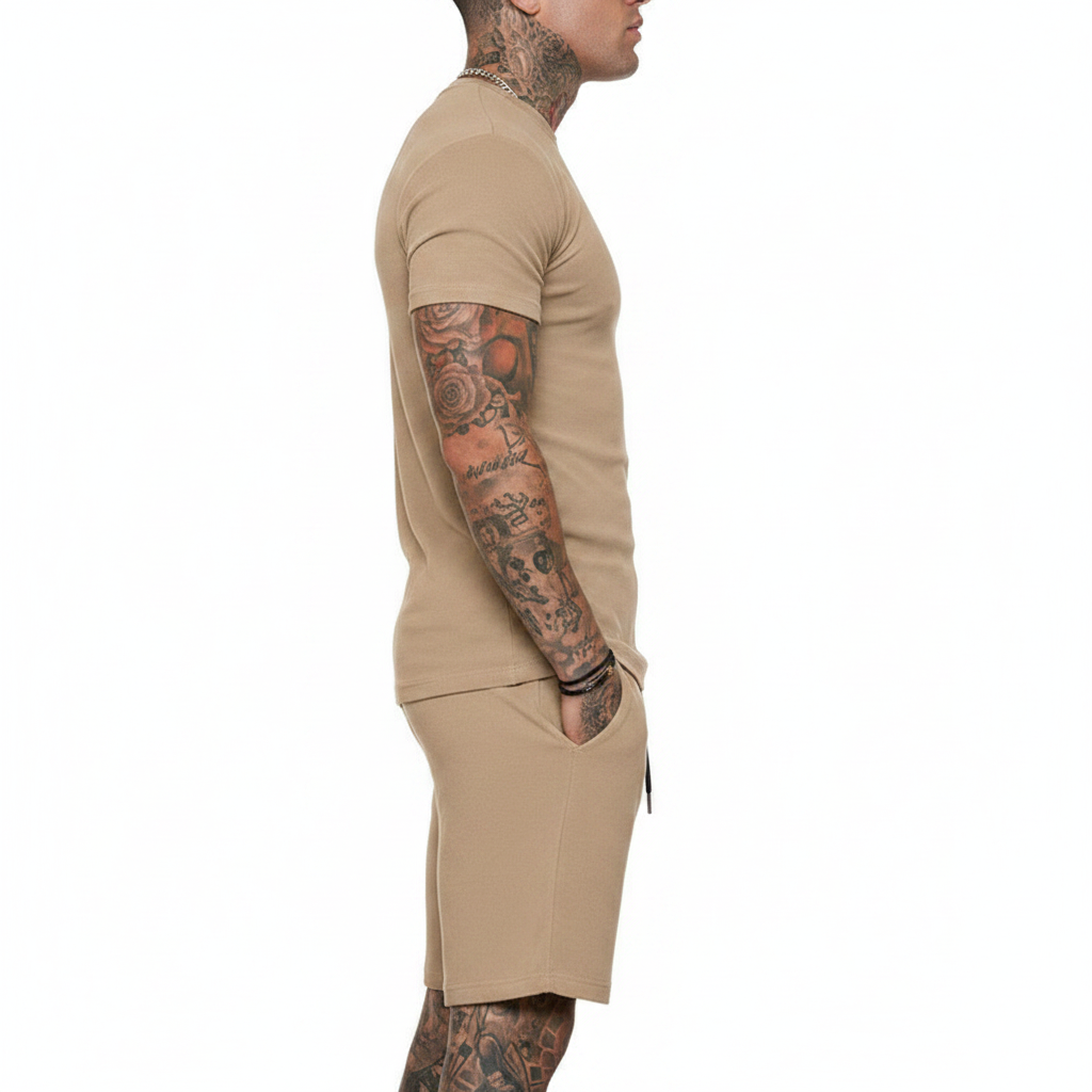 Men's Short Sleeve T-Shirt with Drawstring Shorts Set