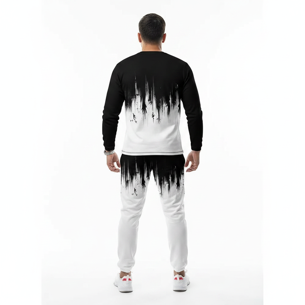 Men's Skull Print Long Sleeve Sweatshirt with Jogger Pants Set