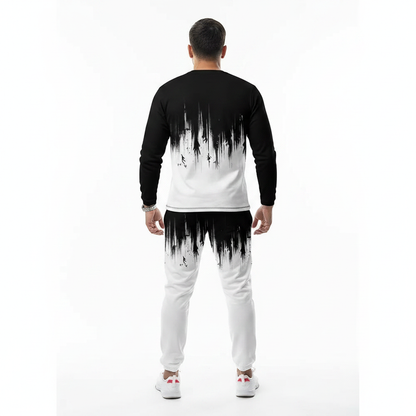 Men's Skull Print Long Sleeve Sweatshirt with Jogger Pants Set