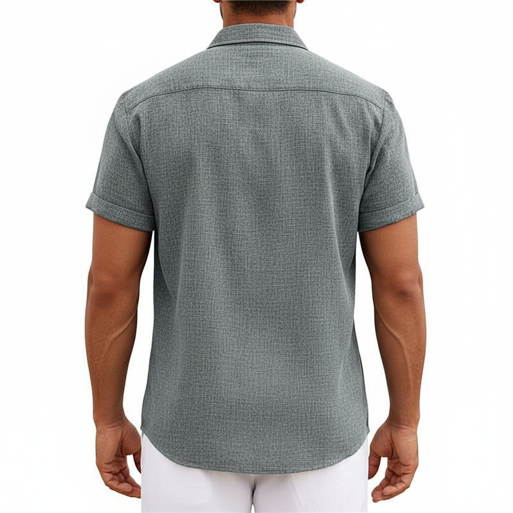 Men's Textured Button Down Shirt for Summer Casual Wear