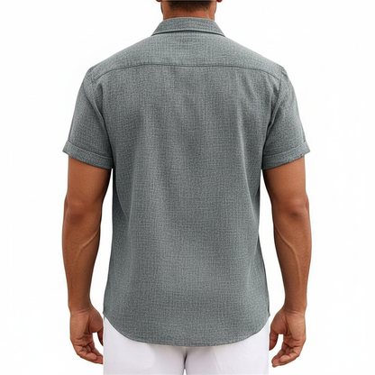 Men's Textured Button Down Shirt for Summer Casual Wear