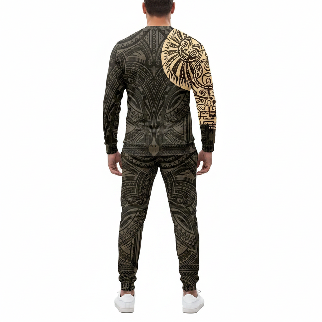 Men's Skull Print Long Sleeve Sweatshirt with Jogger Pants Set