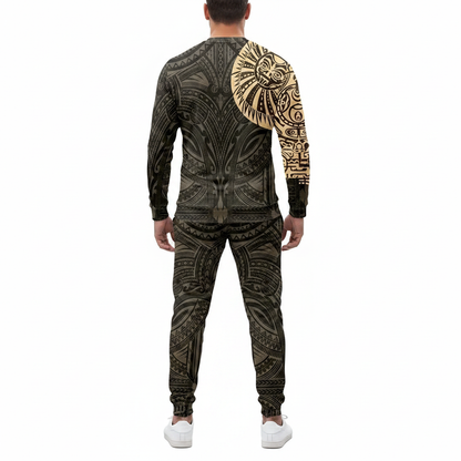 Men's Skull Print Long Sleeve Sweatshirt with Jogger Pants Set