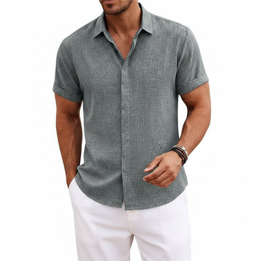 Men's Textured Button Down Shirt for Summer Casual Wear