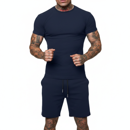Men's Short Sleeve T-Shirt with Drawstring Shorts Set