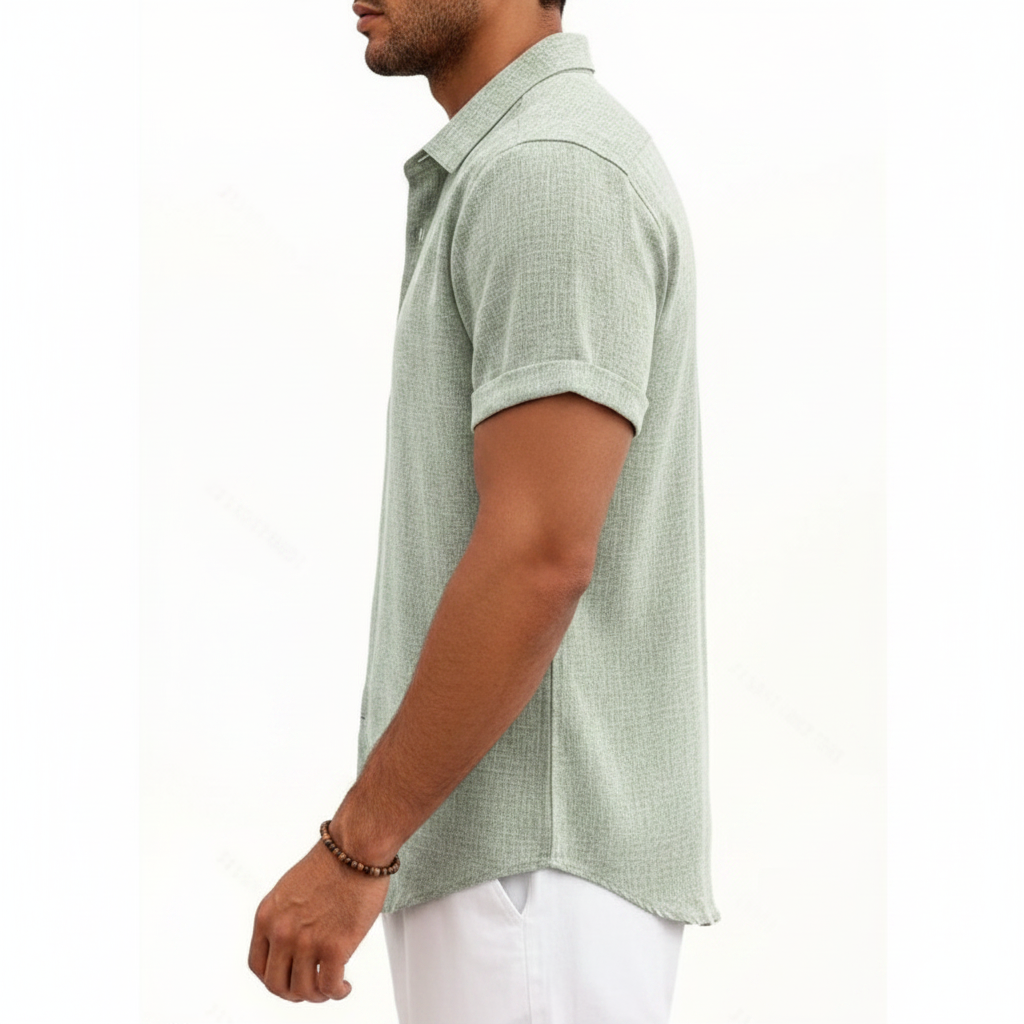 Men's Textured Button Down Shirt for Summer Casual Wear