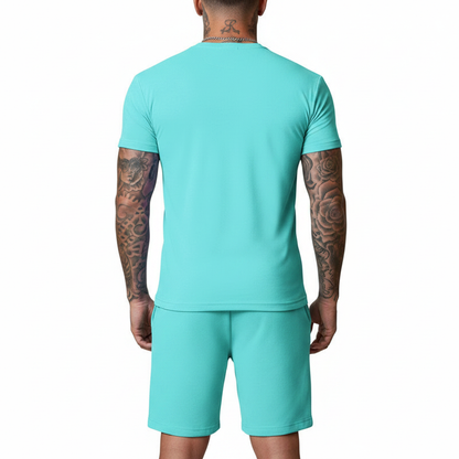 Men's Short Sleeve T-Shirt with Drawstring Shorts Set