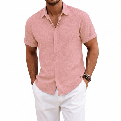Men's Textured Button Down Shirt for Summer Casual Wear