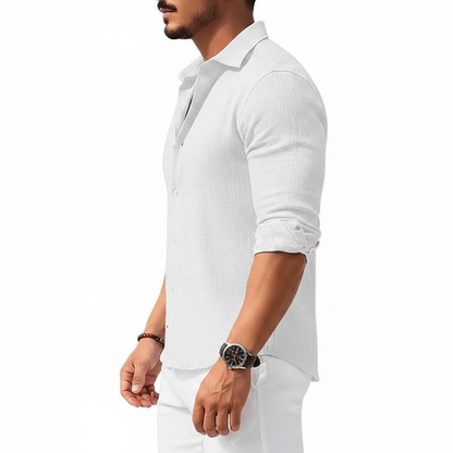 Men's Long Sleeve Button Down Shirt with Four Way Stretch Fabric
