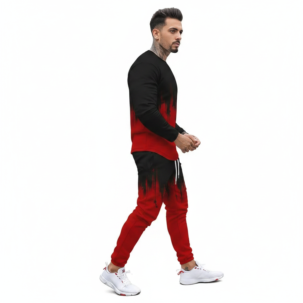 Men's Skull Print Long Sleeve Sweatshirt with Jogger Pants Set