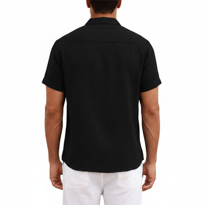 Men's Textured Button Down Shirt for Summer Casual Wear