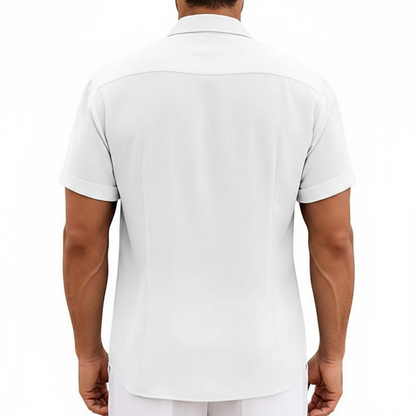Men's Textured Button Down Shirt for Summer Casual Wear
