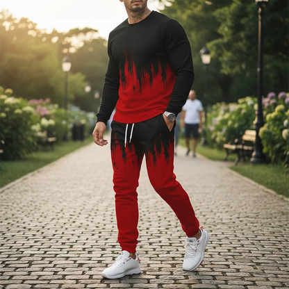 Men's Skull Print Long Sleeve Sweatshirt with Jogger Pants Set