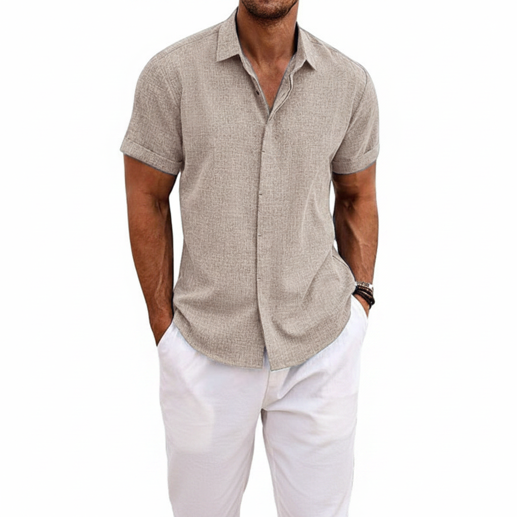 Men's Textured Button Down Shirt for Summer Casual Wear