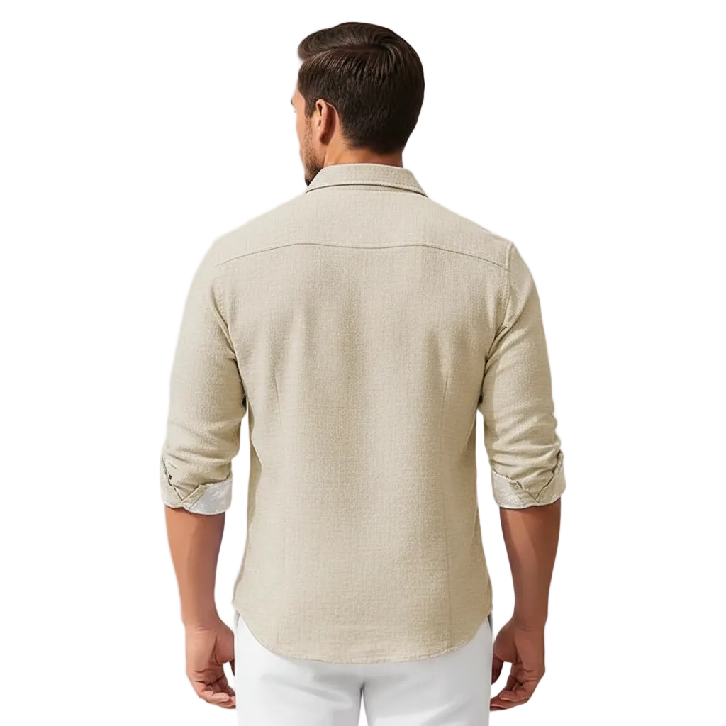 Men's Long Sleeve Button Down Shirt with Four Way Stretch Fabric
