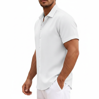 Men's Textured Button Down Shirt for Summer Casual Wear