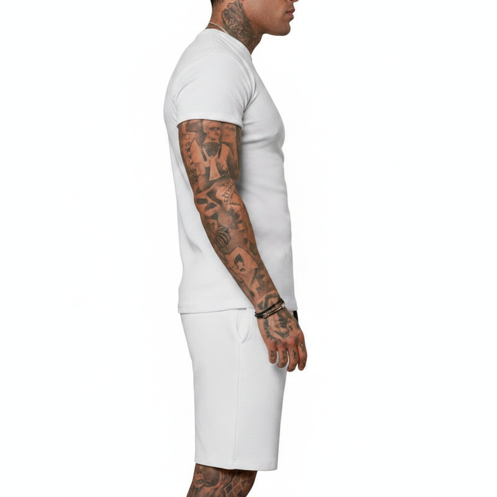 Men's Short Sleeve T-Shirt with Drawstring Shorts Set