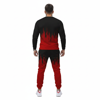 Men's Skull Print Long Sleeve Sweatshirt with Jogger Pants Set