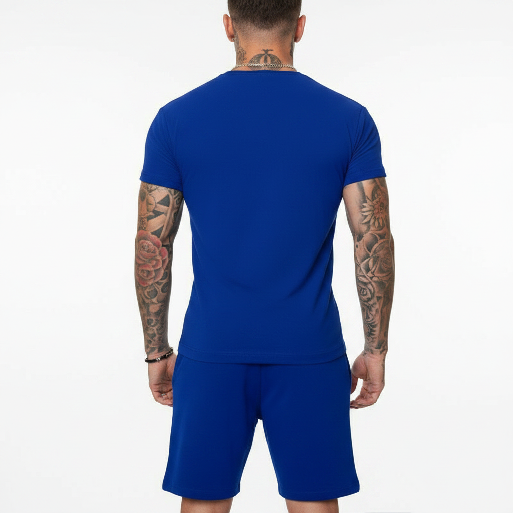 Men's Short Sleeve T-Shirt with Drawstring Shorts Set