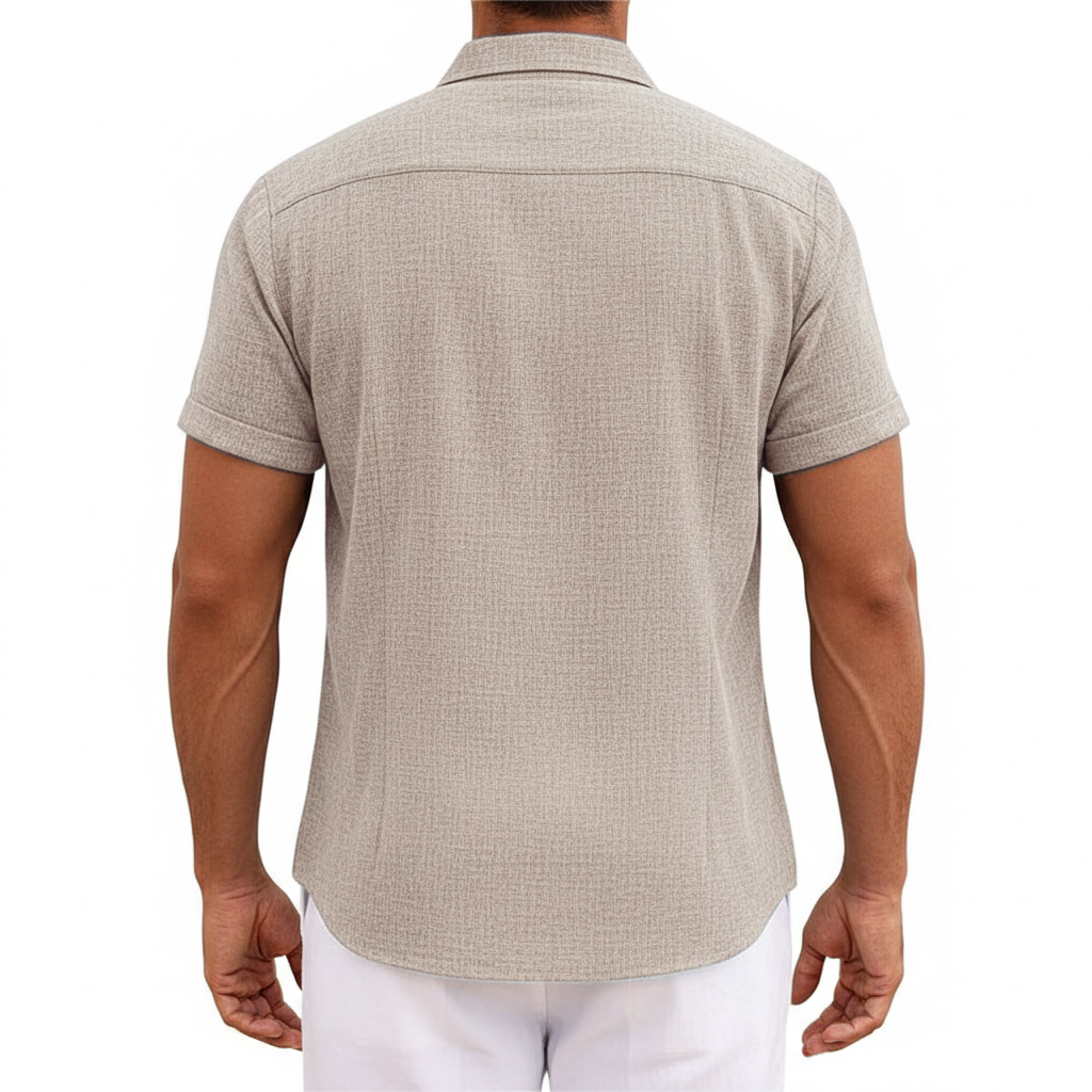 Men's Textured Button Down Shirt for Summer Casual Wear