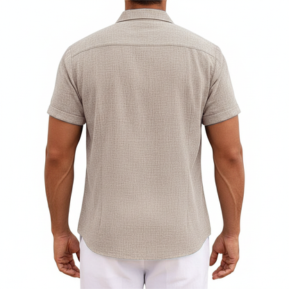 Men's Textured Button Down Shirt for Summer Casual Wear