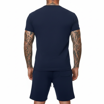Men's Short Sleeve T-Shirt with Drawstring Shorts Set