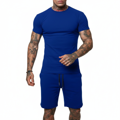 Men's Short Sleeve T-Shirt with Drawstring Shorts Set