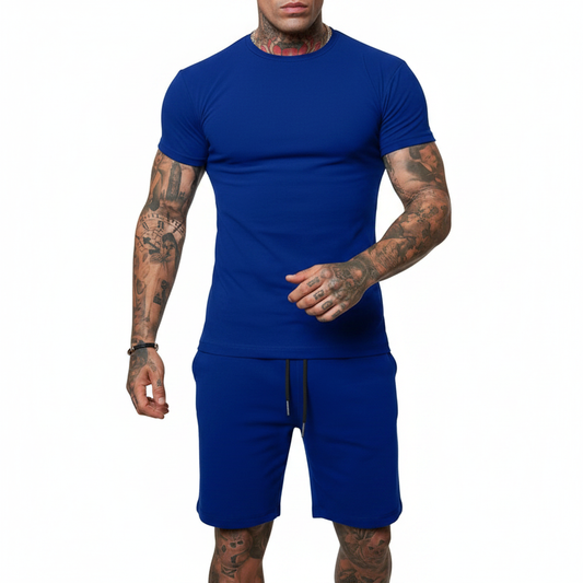 Men's Short Sleeve T-Shirt with Drawstring Shorts Set