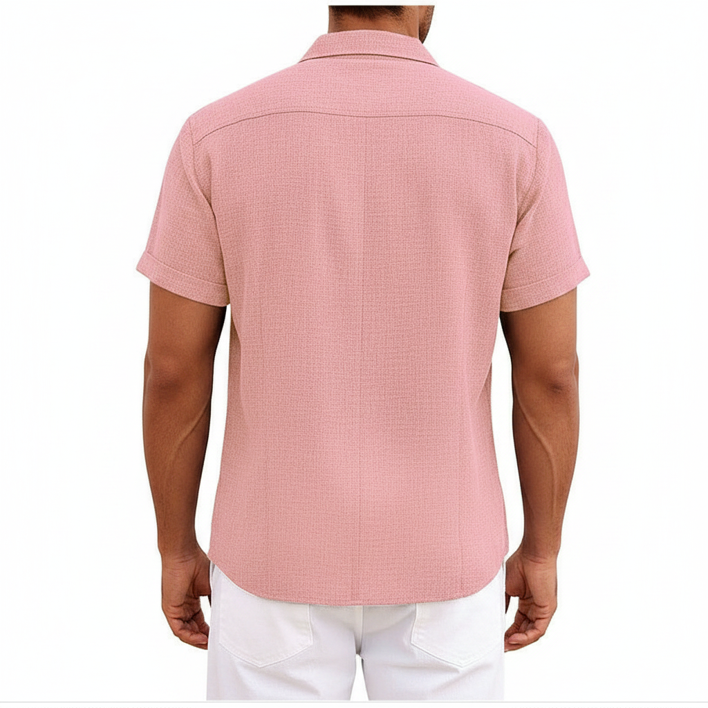 Men's Textured Button Down Shirt for Summer Casual Wear