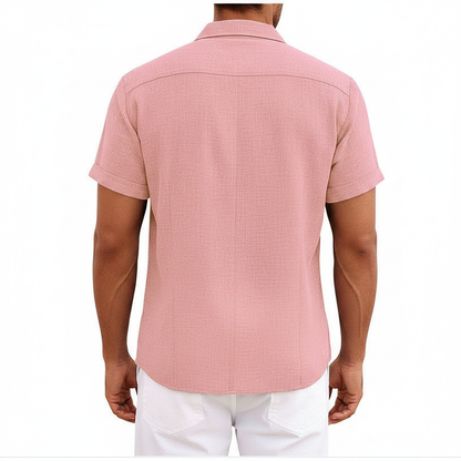 Men's Textured Button Down Shirt for Summer Casual Wear