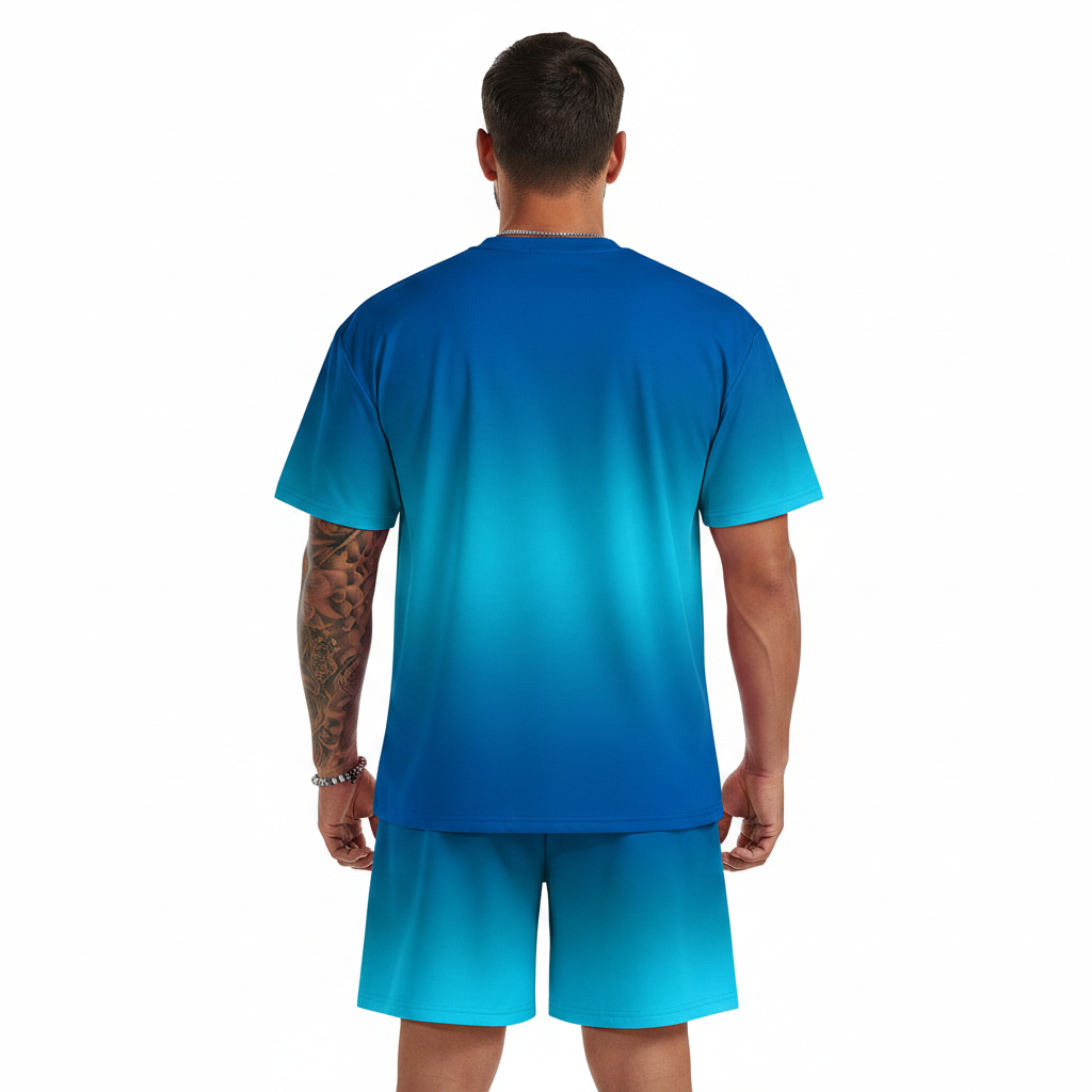 Men's Summer Two Piece Set with Short Sleeve Crew Neck T-Shirt