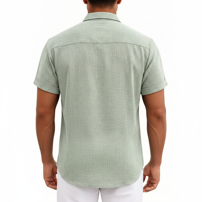 Men's Textured Button Down Shirt for Summer Casual Wear