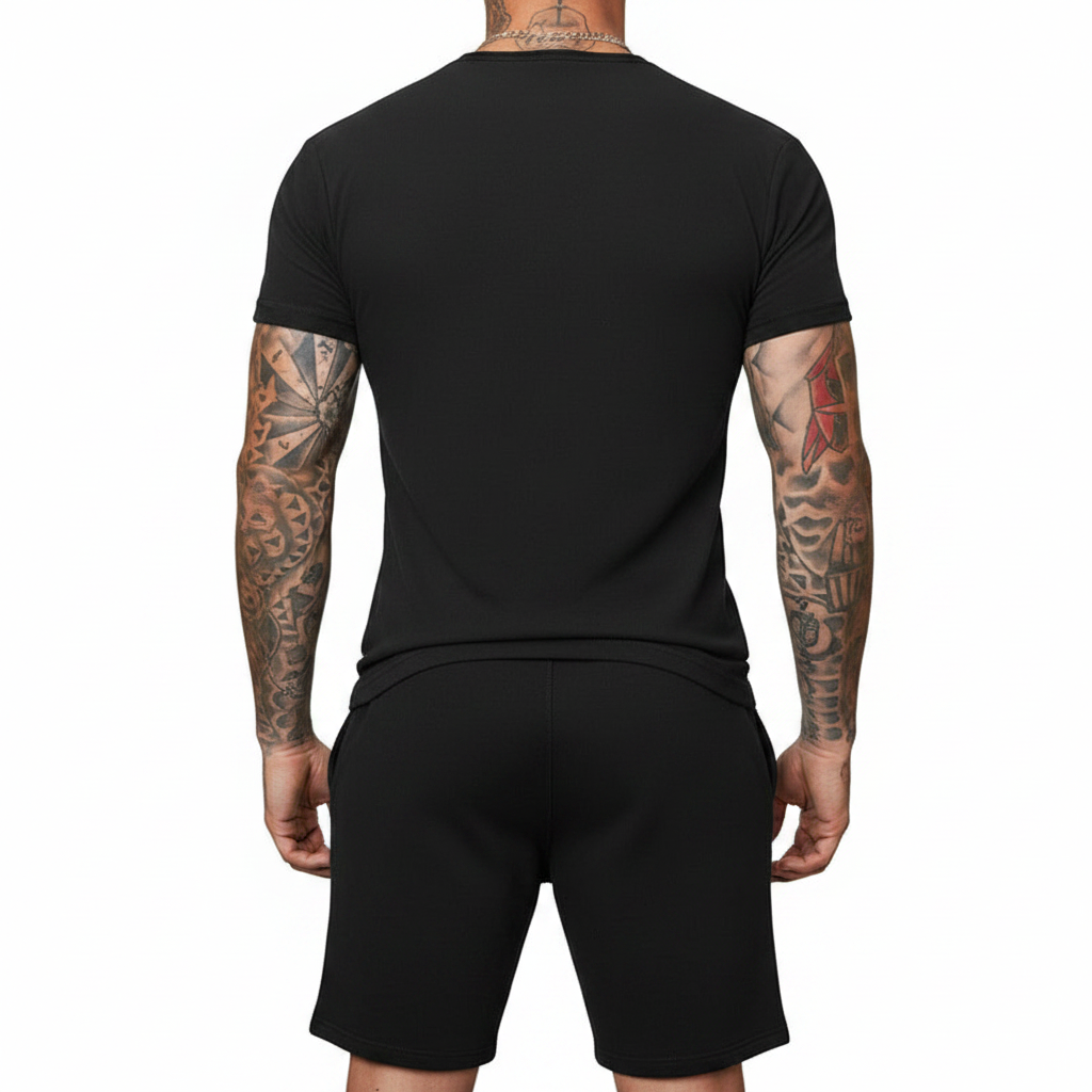 Men's Short Sleeve T-Shirt with Drawstring Shorts Set