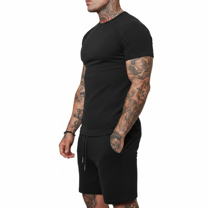Men's Short Sleeve T-Shirt with Drawstring Shorts Set