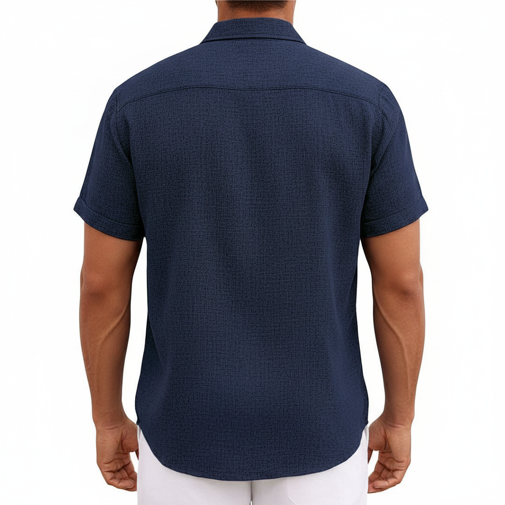 Men's Textured Button Down Shirt for Summer Casual Wear