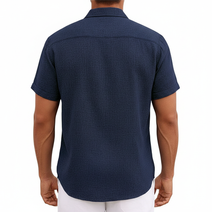 Men's Textured Button Down Shirt for Summer Casual Wear