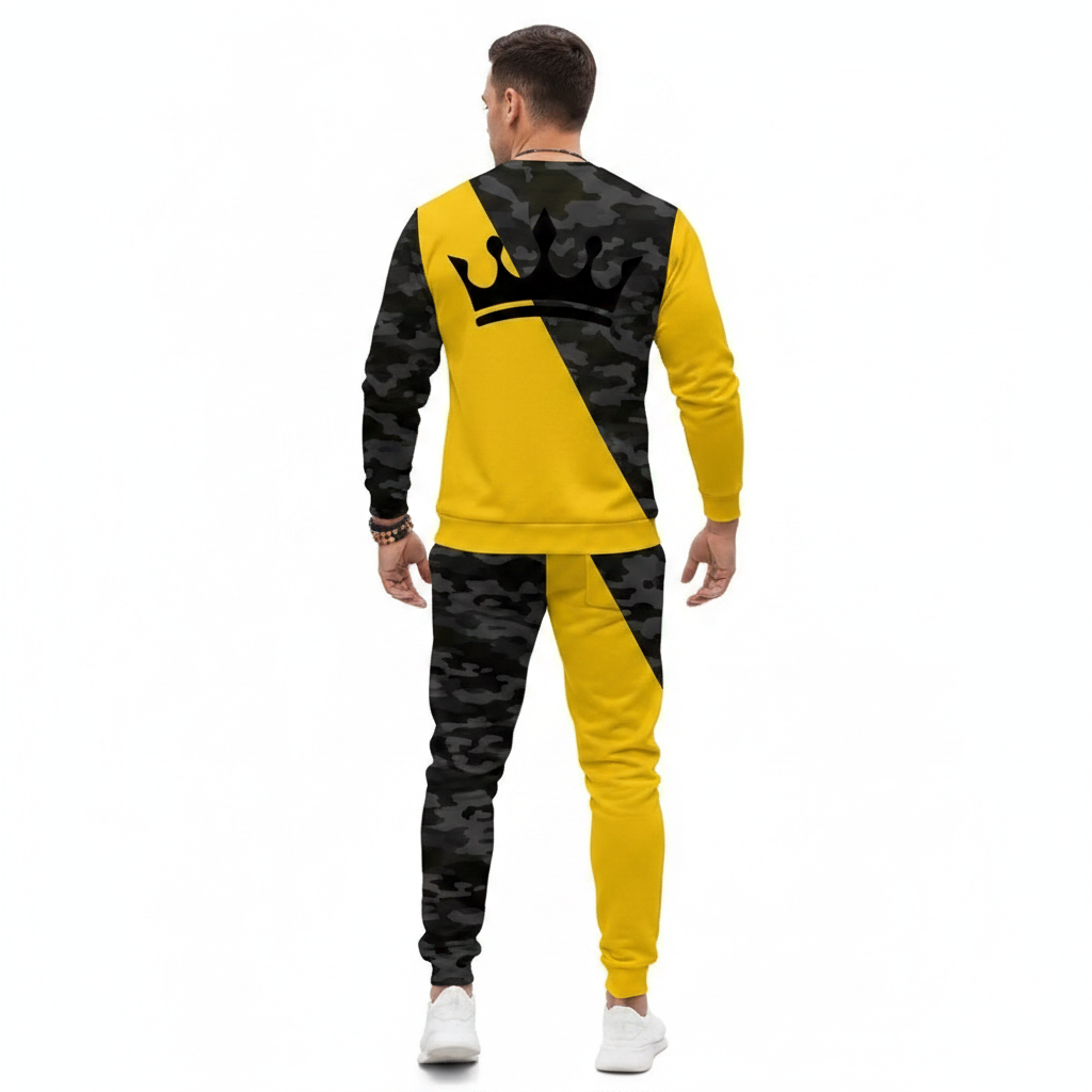 Men's Skull Print Long Sleeve Sweatshirt with Jogger Pants Set