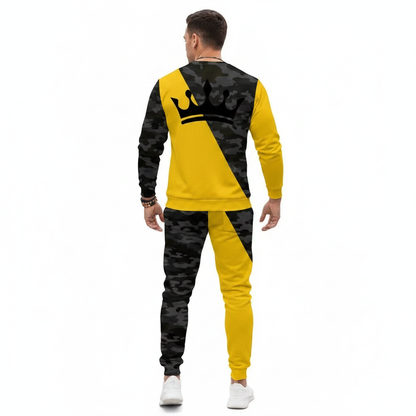 Men's Skull Print Long Sleeve Sweatshirt with Jogger Pants Set