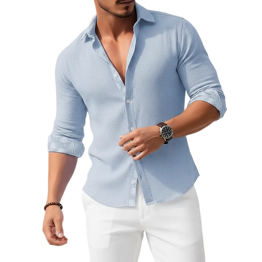 Men's Long Sleeve Button Down Shirt with Four Way Stretch Fabric