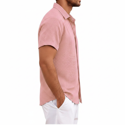 Men's Textured Button Down Shirt for Summer Casual Wear