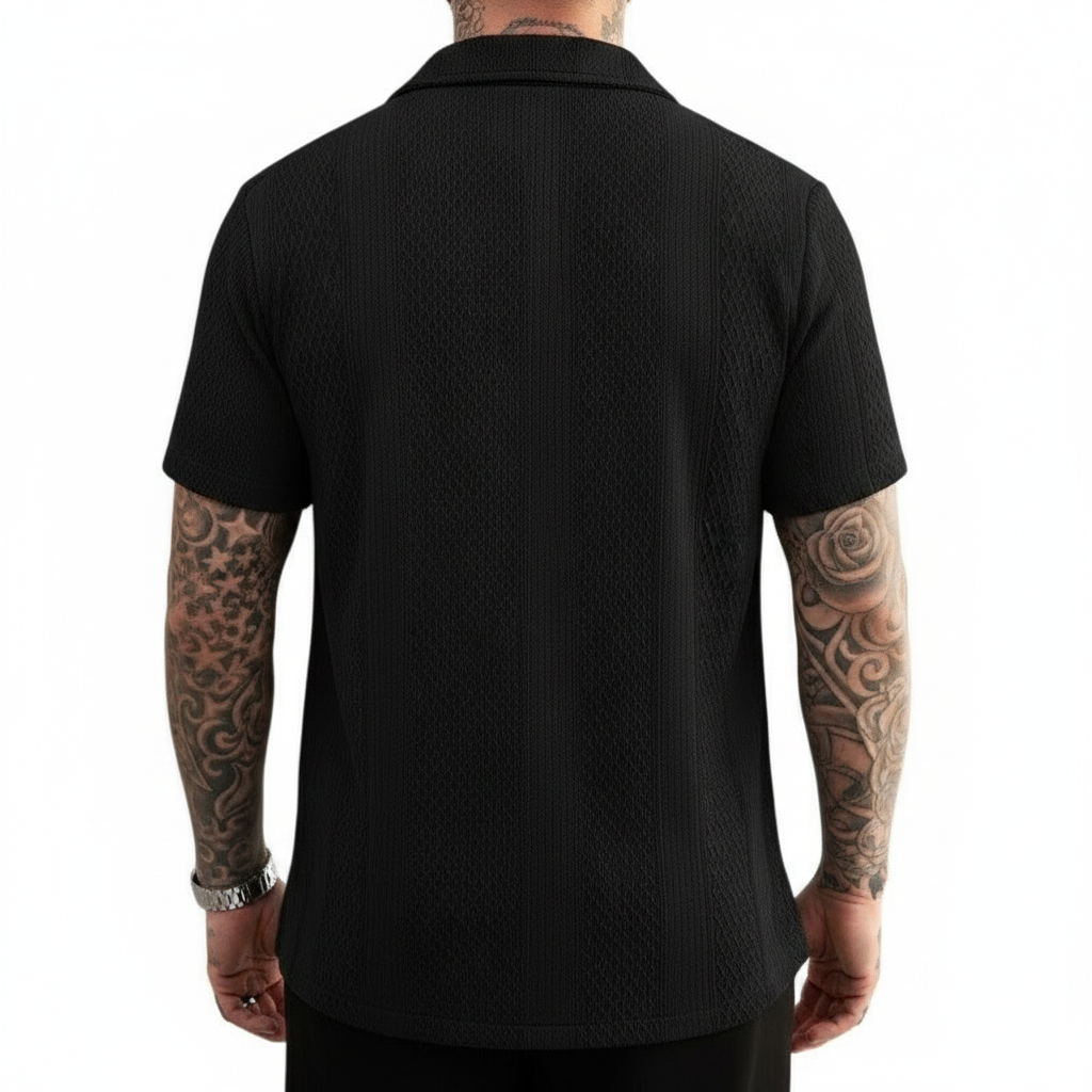 Men's Textured Button Down Shirt with Short Sleeves