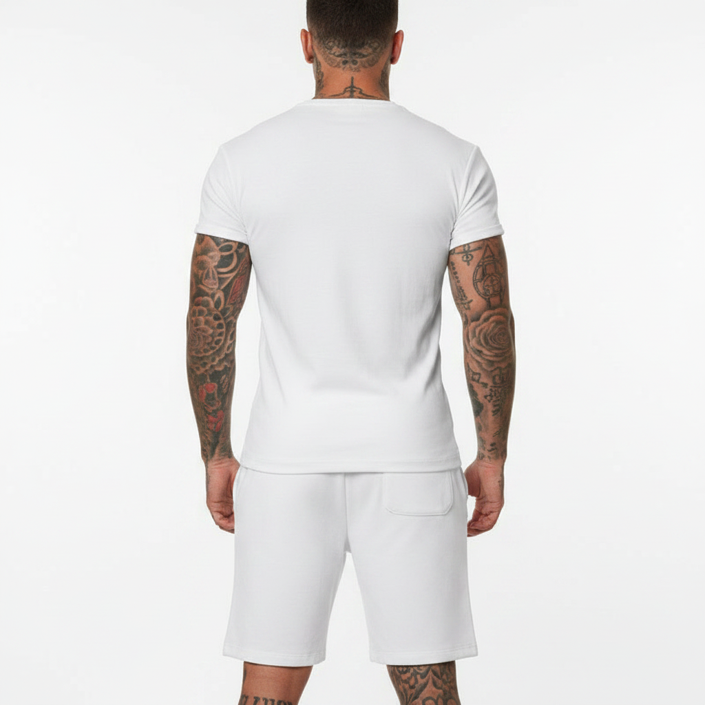 Men's Short Sleeve T-Shirt with Drawstring Shorts Set