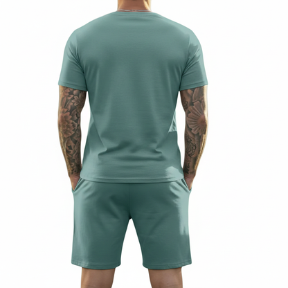 Men's Short Sleeve T-Shirt with Drawstring Shorts Set