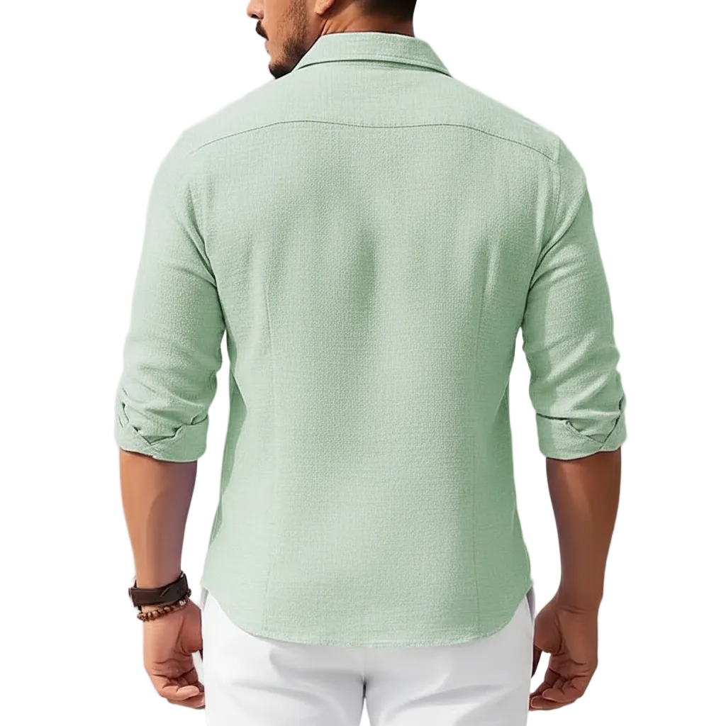 Men's Long Sleeve Button Down Shirt with Four Way Stretch Fabric