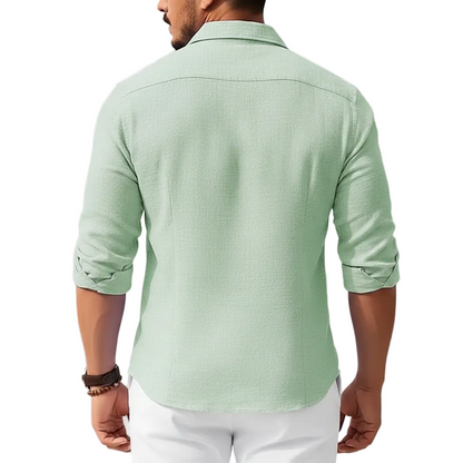 Men's Long Sleeve Button Down Shirt with Four Way Stretch Fabric