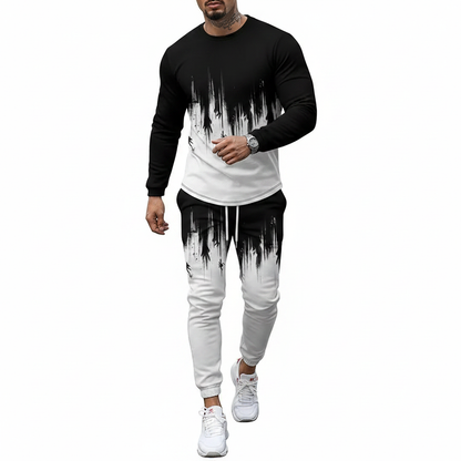 Men's Skull Print Long Sleeve Sweatshirt with Jogger Pants Set
