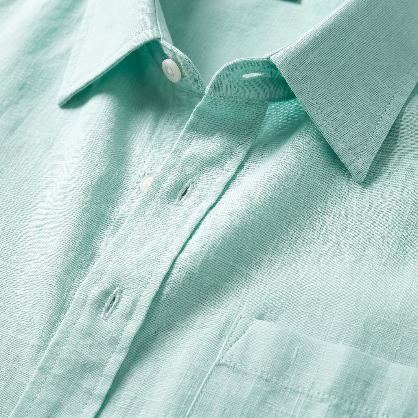 Men's Linen Short Sleeve Button Down Shirt with Chest Pocket
