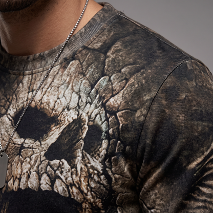 Men's Skull Print Long Sleeve Sweatshirt with Jogger Pants Set